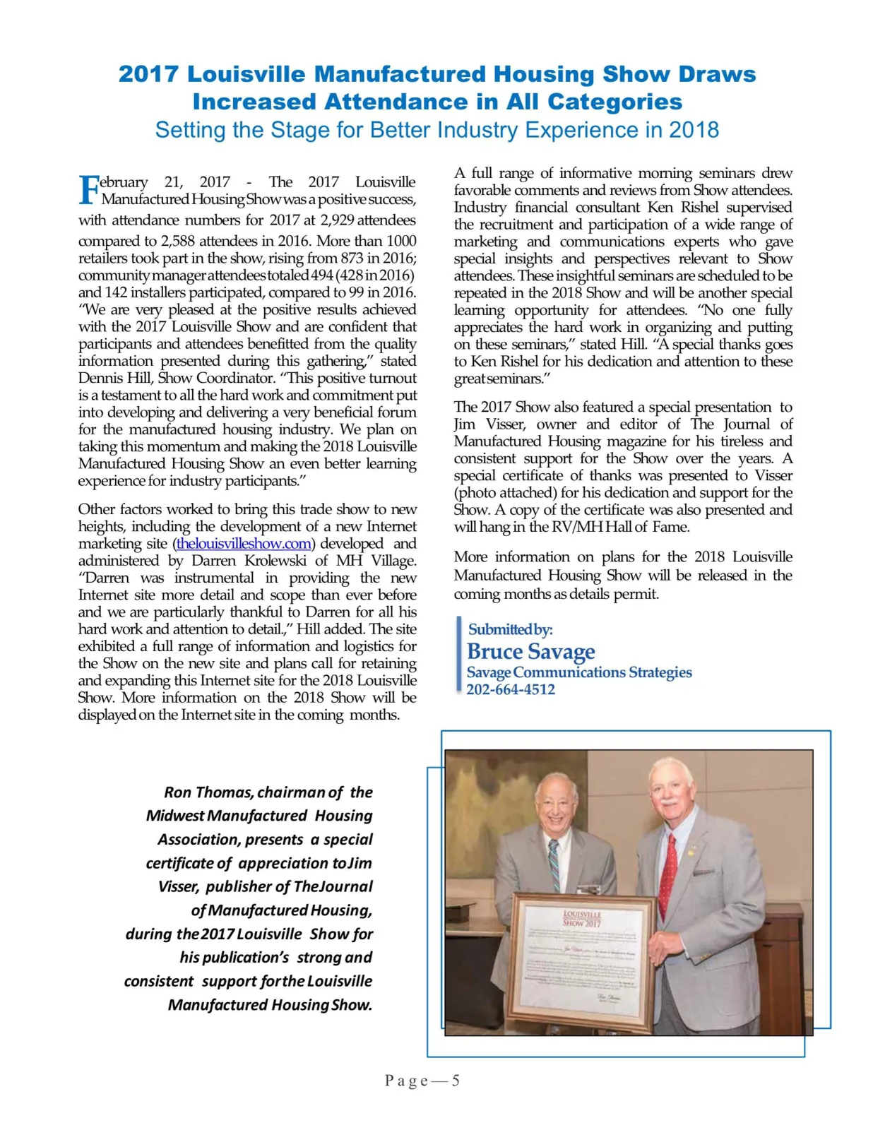 Page 5 of Manufactured Housing Review March 2017